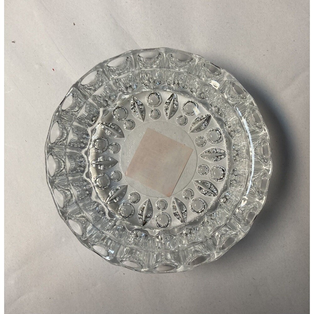 Vintage Heavy Clear Glass Ashtray 5.5” Round – Indonesia – Grannycore Prop Decor